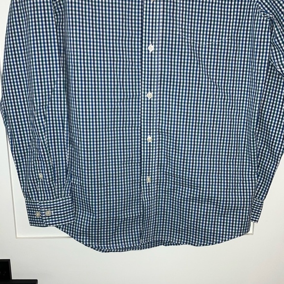 Chaps men’s medium Blue green/ White plaid Gingham long sleeve button up shirt - Picture 11 of 16